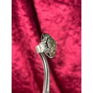 Vintage Jewelry Adjustable Poison Ring Sterling Silver Green Center Stone Taxco